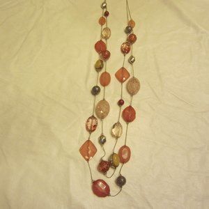 VTG 90'S SIGNED NY DIFFERENT STYLE, SHAPE, SIZE BEADS ON DOUBLE STRAND NECKLACE